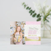 Roze en Gold Happy Holiday Briefkaart (Staand voorkant)