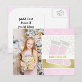 Roze en Gold Happy Holiday Briefkaart (Voorkant / Achterkant)