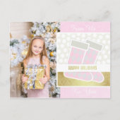 Roze en Gold Happy Holiday Briefkaart (Voorkant)