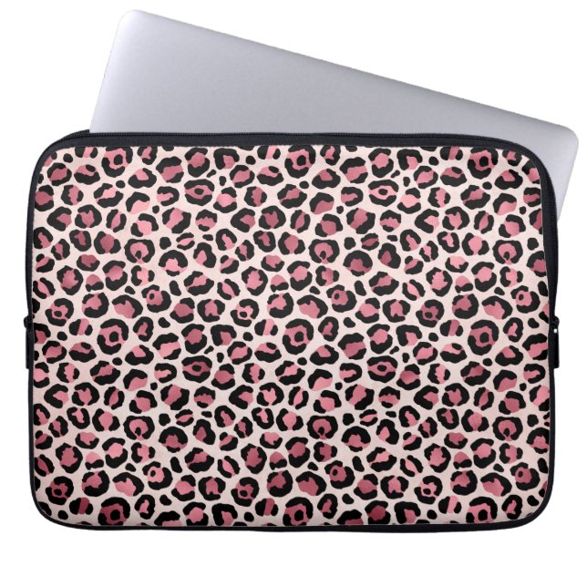 Roze en Gold Leopard Animal Print, leopard Gift Laptop Sleeve (Voorkant)