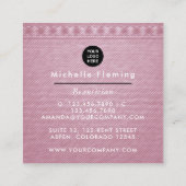 Roze en Gold Linen Fabric Denim Vierkante Visitekaartje (Achterkant)