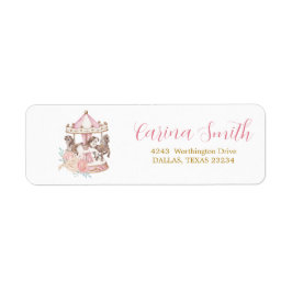 Roze en Gold Magical Carrousel Adres Etiket