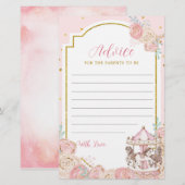 Roze en Gold Magical Carrousel Advice Kaart (Voorkant / Achterkant)