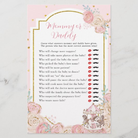 Roze en Gold Magical Carrousel mama of papa (Voorkant)