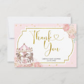 Roze en Gold Magische Carrousel Hartelijk dank Bedankkaart (Voorkant)