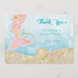 Roze en Gold Mermaid Hartelijk dank Bedankkaart