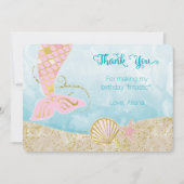 Roze en Gold Mermaid Hartelijk dank Bedankkaart (Voorkant)