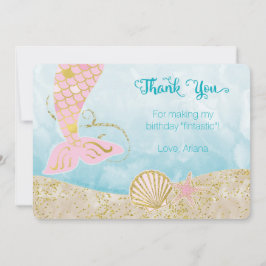 Roze en Gold Mermaid Hartelijk dank Bedankkaart