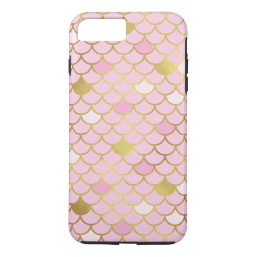 Roze en Gold Mermaid Scales Phone Case (Achterkant)