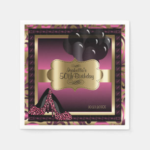 Roze en Gold Metallic - Happy Birthday DIY-tekst Servet