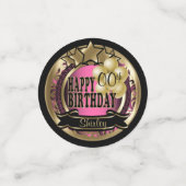 Roze en Gold Metallic Happy Birthday Party Star Confetti (Kleine voorkant)