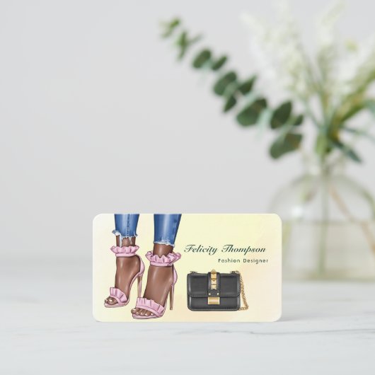 Roze en Gold Mode Designer QR Code Business Ca Visitekaartje (Staand voorkant)