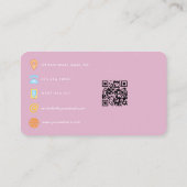 Roze en Gold Mode Designer QR Code Business Ca Visitekaartje (Achterkant)
