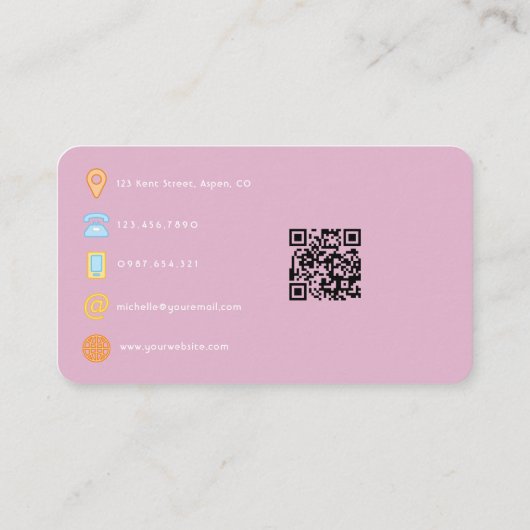 Roze en Gold Mode Designer QR Code Business Ca Visitekaartje (Achterkant)