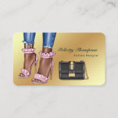 Roze en Gold Mode Designer QR Code Visitekaartje (Voorkant)