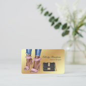 Roze en Gold Mode Designer QR Code Visitekaartje (Staand voorkant)