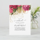  roze en Gold online virtueel huwelijk Kaart (Staand voorkant)