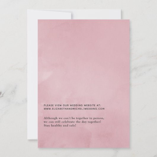  roze en Gold online virtueel huwelijk Kaart (Achterkant)