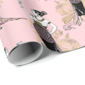 Roze en Gold Paris Folie Art Nouveau Cadeaupapier (Rol Hoek)