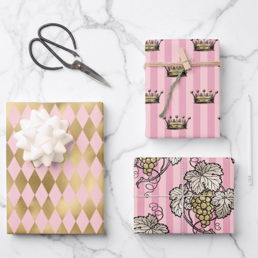 Roze en Gold Paris Inpakpapier Vel (Voorkant)