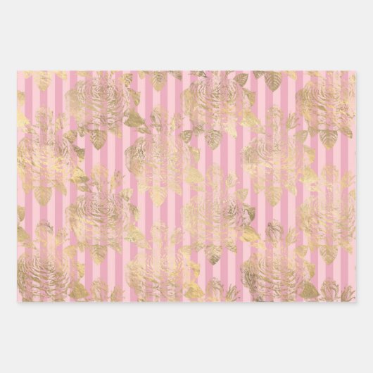 Roze en Gold Paris Inpakpapier Vel (Voorkant)