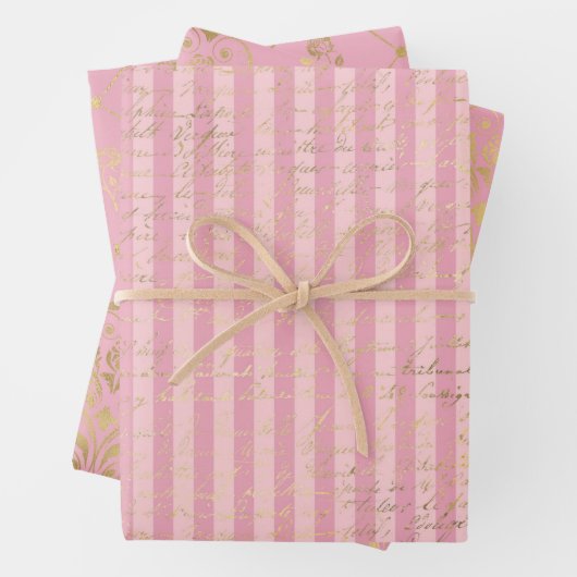 Roze en Gold Paris Inpakpapier Vel (In situ)