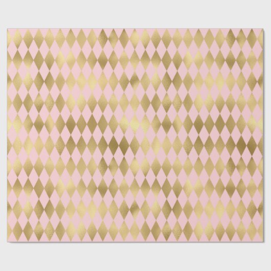 Roze en Gold Paris Shimmering Diamond Pattern Cadeaupapier (Vlak)