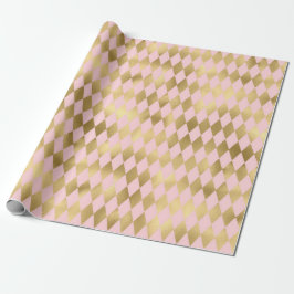 Roze en Gold Paris Shimmering Diamond Pattern Cadeaupapier