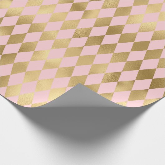 Roze en Gold Paris Shimmering Diamond Pattern Cadeaupapier (Hoek)