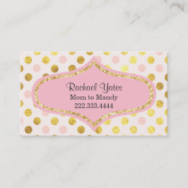 Roze en Gold Polka Dot Mammie PlayDate Contactkaartje