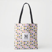 Roze en Gold Polka Dot Monogram Canvas tas (Voorkant)