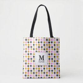 Roze en Gold Polka Dot Monogram Canvas tas