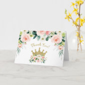 Roze en Gold Prinses Hartelijk dank Kaart (Gele Bloem)