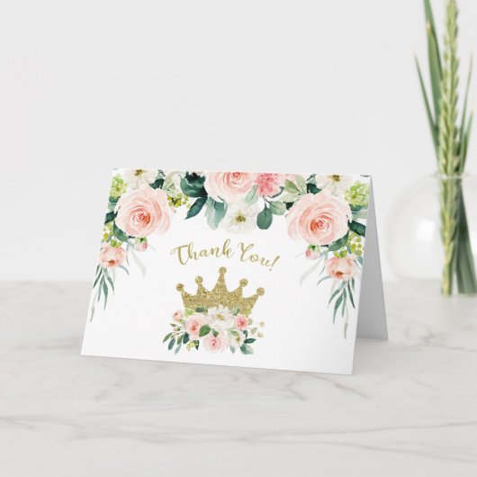 Roze en Gold Prinses Hartelijk dank Kaart (Voorkant)