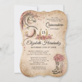 Roze en Gold Quinceanera Rustic Horse Birthday Kaart (Voorkant)