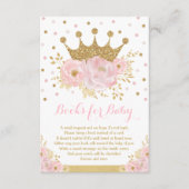 Roze en Gold Royal Crown Princess Books voor Baby Informatiekaartje (Voorkant)