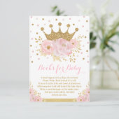 Roze en Gold Royal Crown Princess Books voor Baby Informatiekaartje (Staand voorkant)