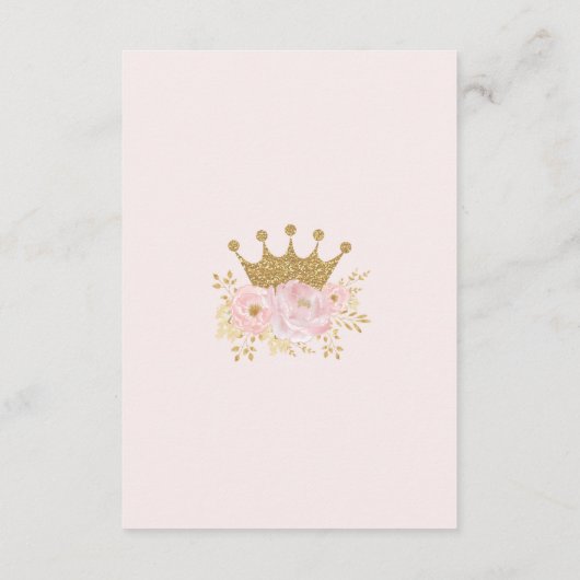 Roze en Gold Royal Crown Princess Books voor Baby Informatiekaartje (Achterkant)