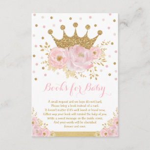 Roze en Gold Royal Crown Princess Books voor Baby Informatiekaartje