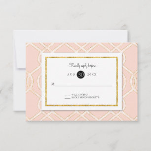 Roze en Gold RSVP Modern Trellis Lattice Pattern Kaartje