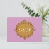 Roze en Gold RSVP-reiskaart RSVP Kaartje (Staand voorkant)