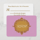 Roze en Gold RSVP-reiskaart RSVP Kaartje (Voorkant / Achterkant)