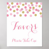 Roze en Gold Shower Favors Neem één teken Poster (Voorkant)