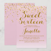 Roze en Gold Sweet 16 Uitnodiging (Voorkant / Achterkant)