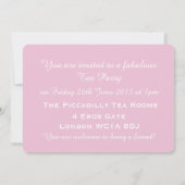 Roze en Gold Teacup Tea Party Invitation Kaart (Achterkant)