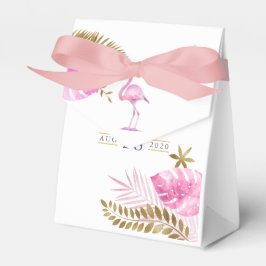 Roze en Gold Tropical Flamingo Girl Baby shower Bedankdoosjes