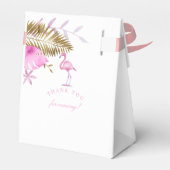 Roze en Gold Tropical Flamingo Girl Baby shower Bedankdoosjes (Achterkant)