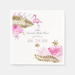Roze en Gold Tropical Flamingo Girl Baby shower Servet