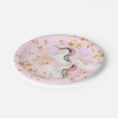 Roze en Gold Unicorn Birthday Paper Borden Papieren Bordje (Gekanteld)