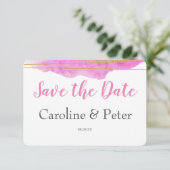 Roze en Gold Waterverf Sla de datumkaart op Save The Date (Staand voorkant)